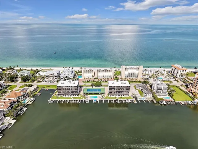 Drone / aerial view of a large body of water