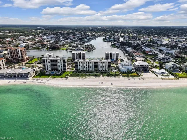 Drone / aerial view of unending shoreline
