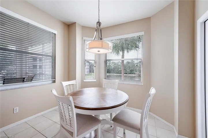 View of tiled dining room