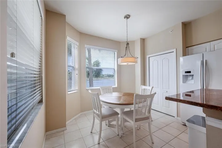 View of tiled dining room