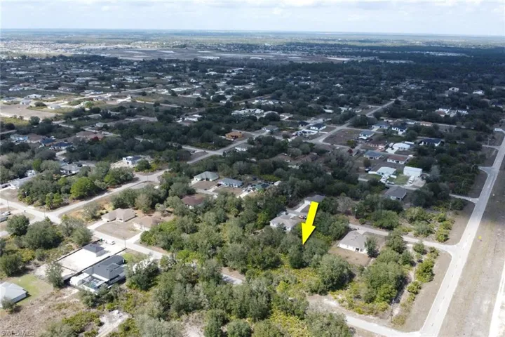 Aerial perspective of suburban area