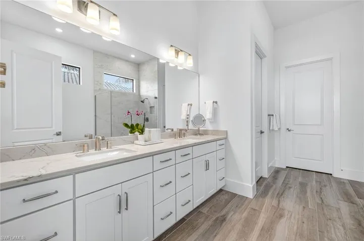 Office featuring light wood-style floors and baseboards