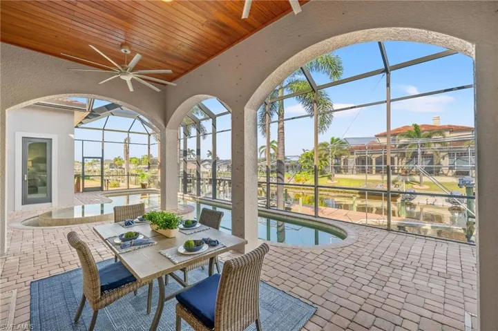 Beautiful wood ceiling and stone arches