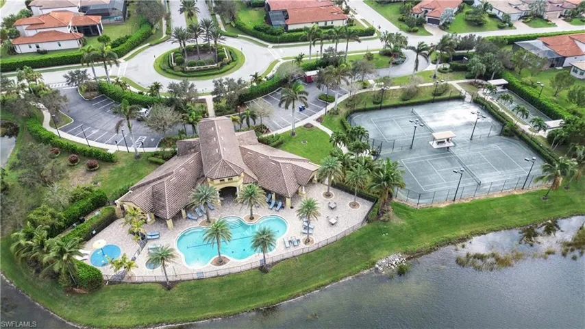 Aerial view of a pool area