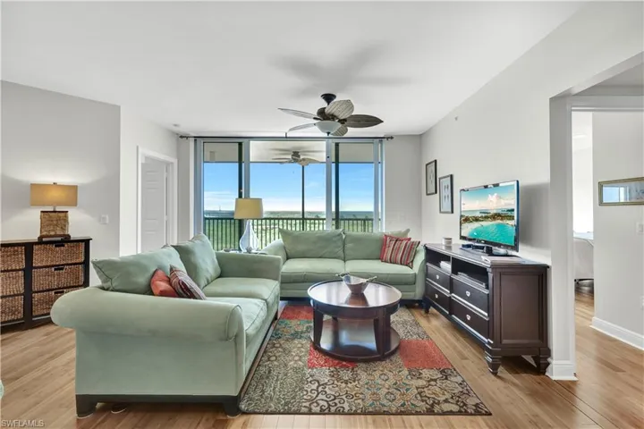Great room with bamboo flooring