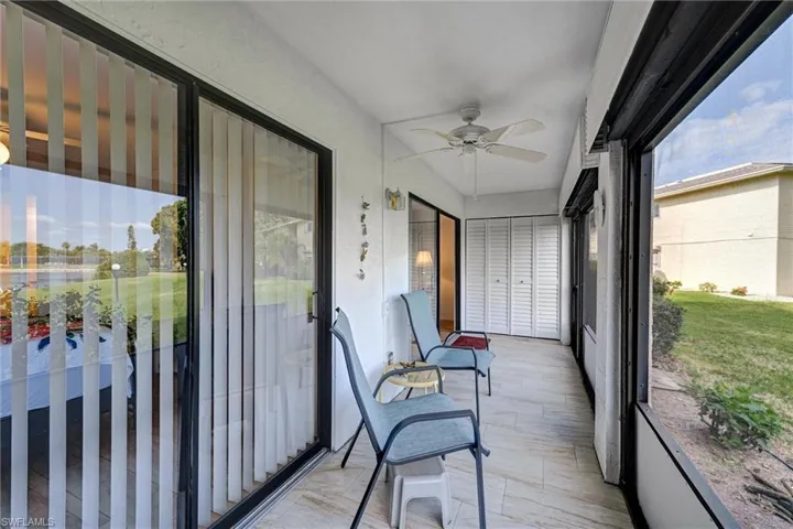 Same Lanai view but with Laundry Closet doors closed. Ceiling fan provides nice breeze