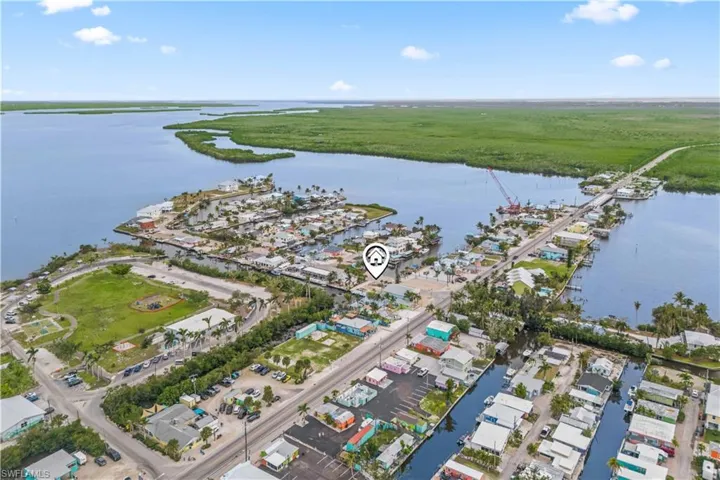 This exceptional waterfront lot in Matlacha, with aerial views of the Gulf.