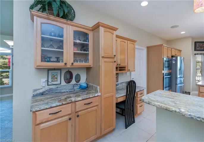 Built in desk in kitchen
