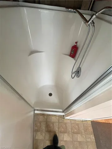 Bathroom view of a stall shower