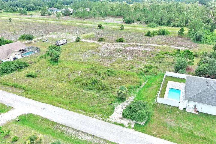 Overview of rural landscape with a pool