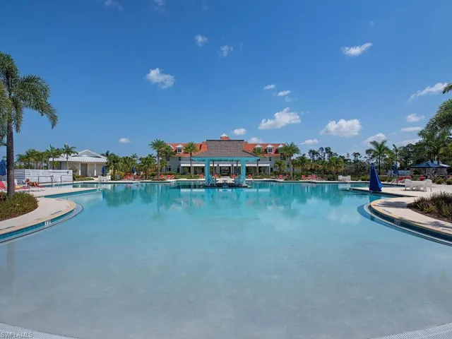 Community pool featuring a gazebo and a patio