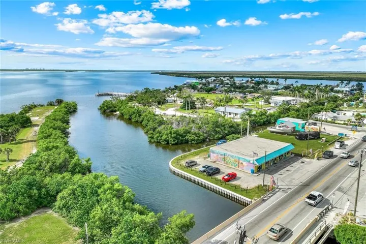 Drone / aerial view of a large body of water