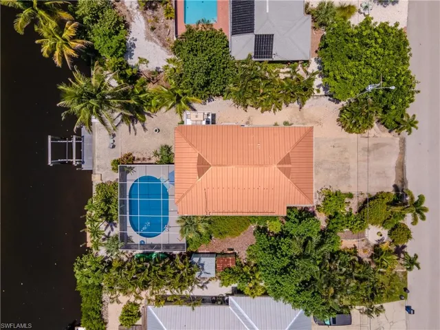 Drone / aerial view of a pool