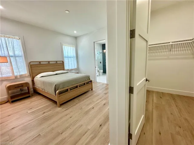 Bedroom featuring recessed lighting and light wood finished floors
