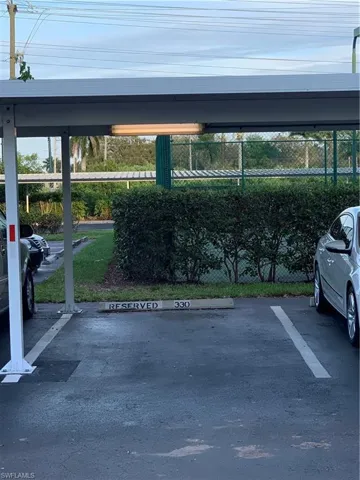 View of covered parking lot