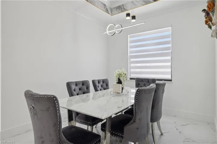 View of tiled dining area
