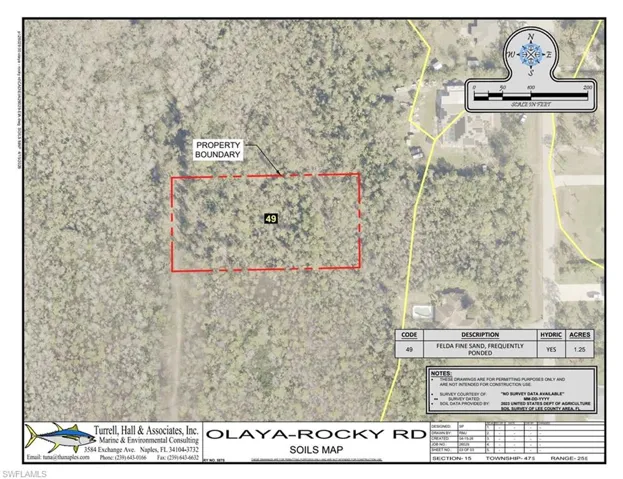 Soil map of the subject property showing parcel boundaries and soil classifications.