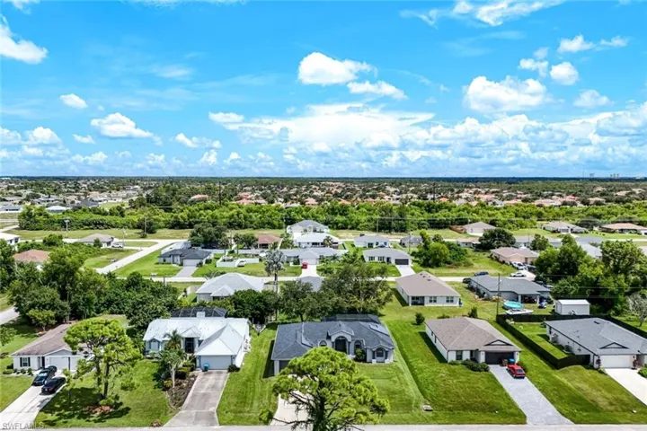 Aerial perspective of suburban area