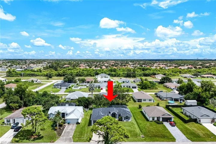 Aerial perspective of suburban area