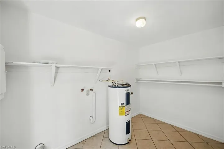 Utility room featuring electric water heater
