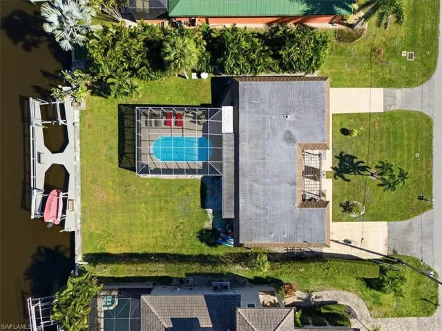 Aerial view of a pool area