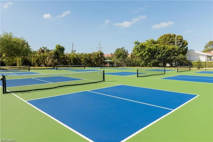 View of sport court with basketball hoop