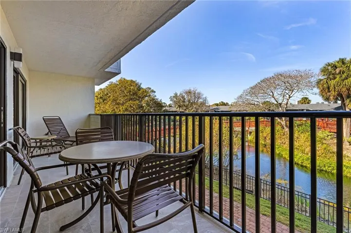Balcony with a water view