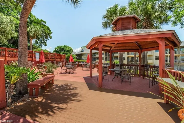 Wooden terrace with a gazebo