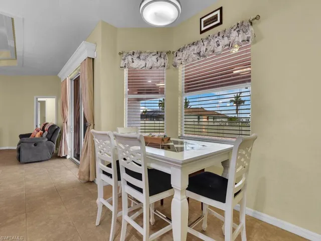 View of tiled dining room