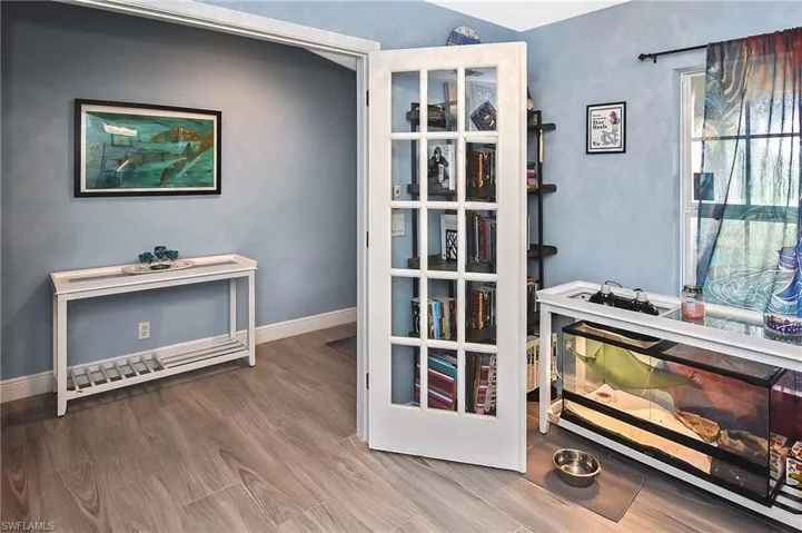 Office area featuring tile flooring