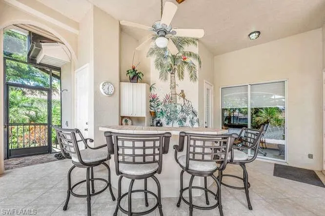 outdoor wet bar with outdoor shower in view