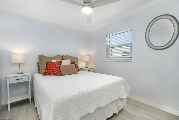 Light wood-finish flooring complements the neutral wall tones!