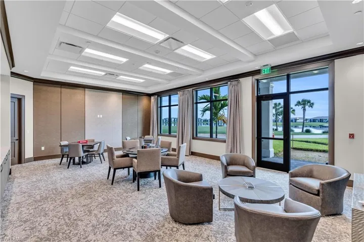 Lobby with a tray ceiling