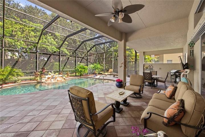 Covered lanai looking towards pool