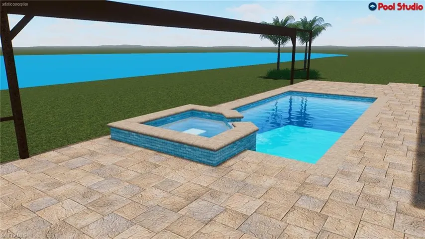 Pool & spa rendering - Will have a screened-in cage