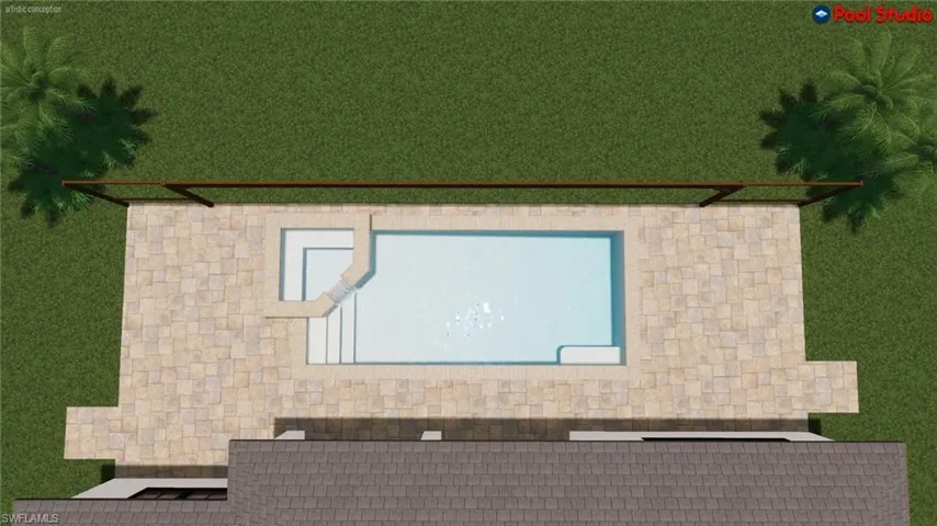 Pool & spa rendering - Will have a screened-in cage