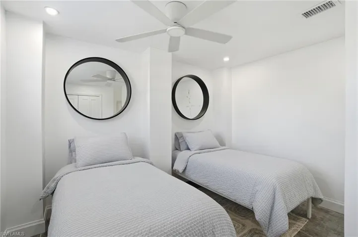 Bedroom featuring recessed lighting and ceiling fan Virtually Edited