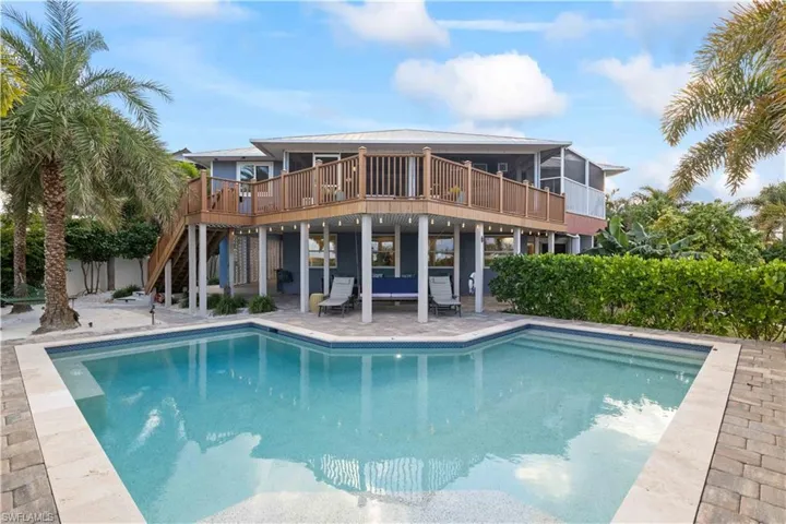 View of the back two outdoor living areas - there are options for an open air elevator that could easily be added if desired.