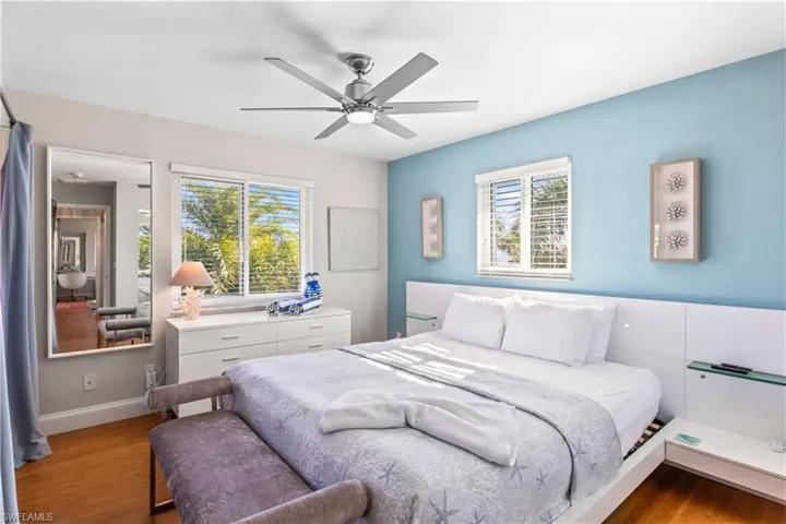 Guest bedroom with entrance out to patio - plenty of storage!
