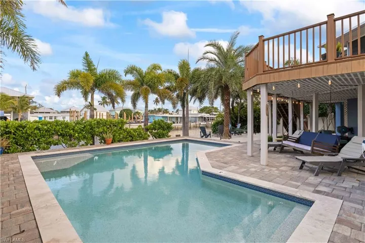 Soak up the sun and relax on the sun shelf - every detail was meticulously thought out - beautiful pavers, wide coping on the pool, pebble finish and designed to maximize every ounce of space.