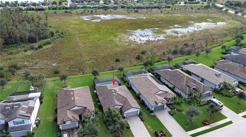 Aerial perspective of suburban area