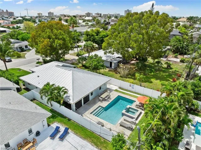 Aerial view of a pool area