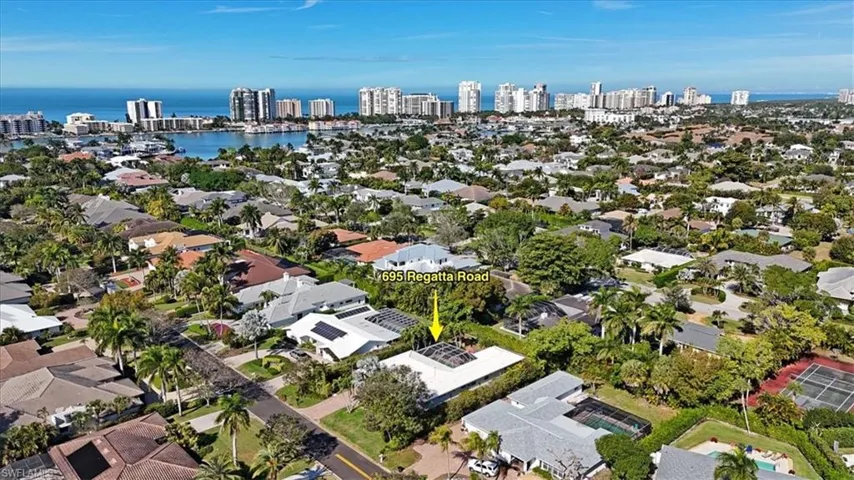 View of property location featuring city skyline and a nearby body of water