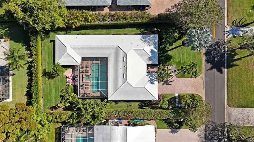 Aerial view of a pool area