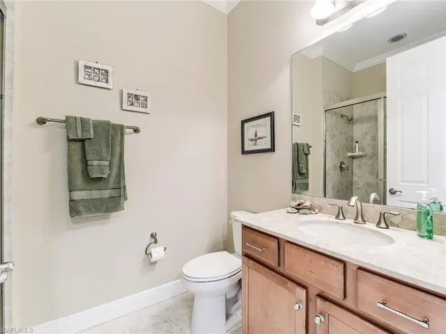 The hall bath has a nice, upgraded shower ILO an outdated tub!