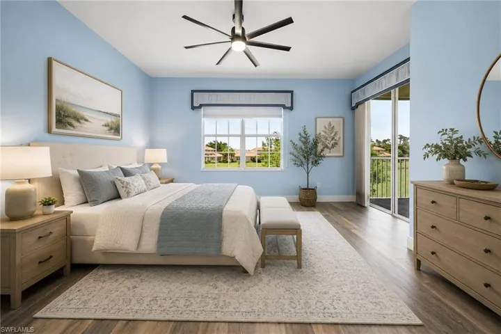 Virtually staged primary bedroom