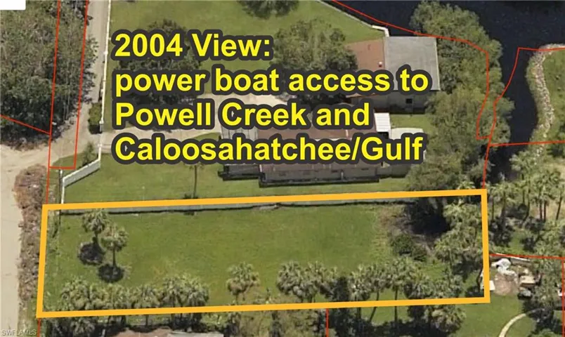 This lot in 2004 showing cleared creek for power boat access.