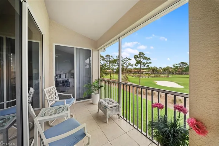 Balcony with view of golf course
