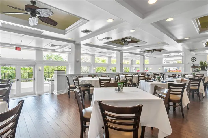 indoor dining overlooking Tarpon Cove