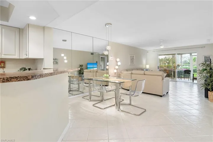 Dining/Living room with southerly exposure gets lots of sunlight